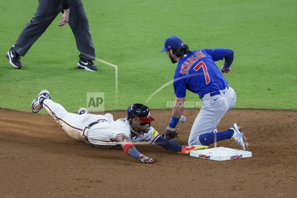 Atlanta Braves center fielder Ronald Acuna Jr. (13) steals second